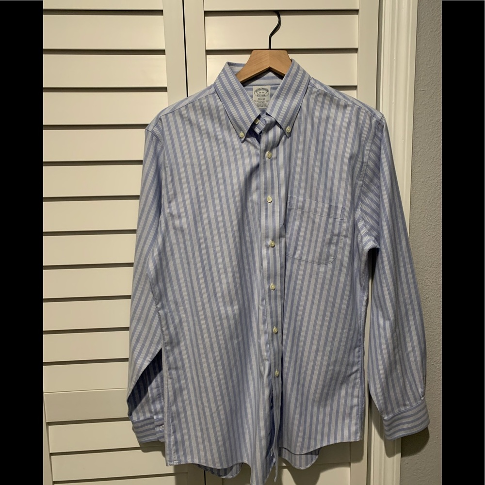 Brooks Brothers blue and white stripe shirt 16-35